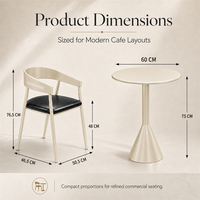 Solution d'ameublement de café Space-Smart avec 4 chaises en métal crème et table ronde sur piétement pour bistrots, cafés et coins lounge