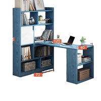 Bureau en bois avec étagère intégrée, bureau d'ordinateur portable tout-en-un, table d'étude pour étudiant avec tiroirs d'angle pour la maison et la chambre