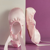 Chaussures de ballet en cuir respirant avec sangle en satin, semelle fendue, semelle souple, pour enfants, entraînement, performance, danse folklorique, directement de l'usine BX34