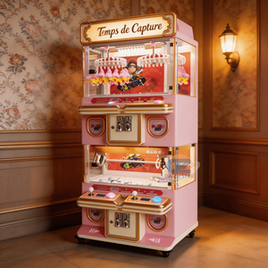 Mini-machine à grue pour 4 joueurs avec accepteur <span class=keywords><strong>de</strong></span> billets et <span class=keywords><strong>de</strong></span> pièces, lecteur <span class=keywords><strong>de</strong></span> <span class=keywords><strong>cartes</strong></span>, jeu d'arcade personnalisé, son réaliste et lumières clignotantes en métal - Product Image 5