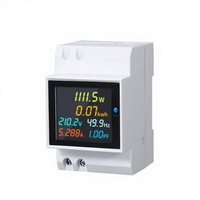 Compteur d'énergie électrique 6-en-1 sur rail DIN, moniteur de fréquence AC 40-300V 100A, mesure active KWH, facteur de puissance en plastique, affichage LED, données sur 1 an