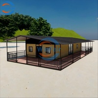 Maison Modulaire Conteneurisée Moderne WinFair Chine de Luxe à Toit Triangulaire Préfabriquée 3 Chambres 40 Pieds avec Terrasse pour Vie Senior