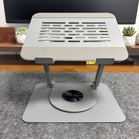 360 °   Support d'ordinateur portable rotatif et réglable, pliable, en acier au carbone, avec design de refroidissement ventilé pour bureau