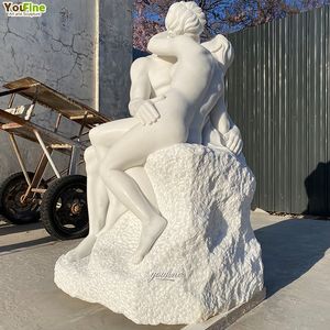 Personalizzato a grandezza naturale giardino in marmo pietra amore coppia baciare statua per la vendita - Product Image 4