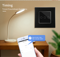 Interrupteur intelligent Zigbee avec cadre en aluminium brossé noir, panneau tactile, 1/2/3 voies, télécommande