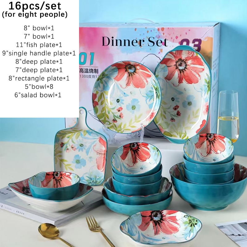 Vajilla Ceramica Vajilla Flores Vajilla De Cerámica De 16 Piezas