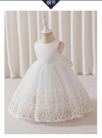 Robe en tulle blanc pour bébé fille, grande boucle, robe de princesse pour mariage, robe de demoiselle d'honneur