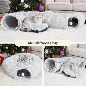 <span class=keywords><strong>Tunnel</strong></span> per Gatti con Cuccia per Gatti da Interno, Morbido <span class=keywords><strong>Tunnel</strong></span> a Ciambella in Peluche, Giocattolo Multifunzionale - Product Image 2