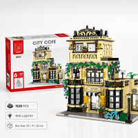 Série de jouets de construction City Cofe Street View pour importateurs en gros, ensembles de présentation de scènes urbaines pour acheteurs en ligne, articles d'ameublement