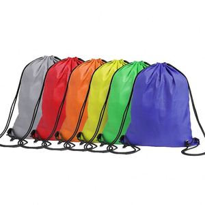 Sac de shopping en polyester personnalisé de haute qualité avec logo, cordon de serrage réutilisable, poignée en corde, style fourre-tout élégant, motifs colorés - Product Image 1