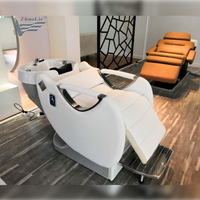 Fauteuil de lavage professionnel pour salon de coiffure avec bac à shampoing en céramique intégré, fauteuil de lavage électrique