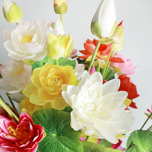 Ensemble de fleurs et feuilles de lotus artificielles, 130 cm de haut, arrangement de fleurs en soie simulée pour la décoration de la maison, accessoires de mariage - Product Image 1