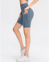 Logo personnalisé Nylon Yoga Femme Été Femmes Yoga Pantalons Vente en gros Gym Avec Poches Femmes Biker Shorts