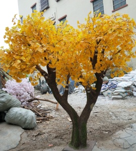 Árbol de <span class=keywords><strong>Ginkgo</strong></span> Artificial de Colores Otoñales, Adornos de Jardín, Plástico Sintético de Alta Calidad, Ecológico, para Decoración de Hoteles y Paisajismo - Product Image 2