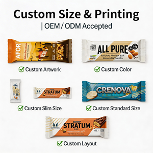 Sacs d'emballage alimentaire thermoscellables imprimés sur mesure avec boîte pour barres chocolatées, énergétiques, protéinées, granola, céréales – Présentoir de vente au détail et vente en gros - Product Image 4