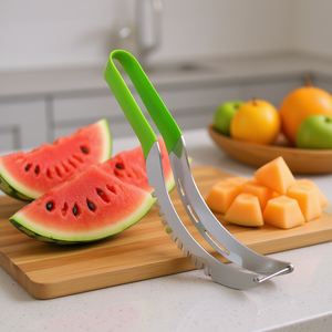 Burius Stainless Steel <b>Watermelon</b> <b>Slicer</b> With Ergonomic Handle, Manual Fruit Chopper for Melon Cube Cutting, Kitchen Tool for Fr - Product Image 2