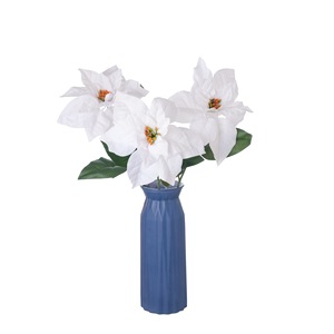 CallaFloral <b>Artificial</b> Poinsettia <b>Flower</b> Single Branch <b>White</b> Polyester Wedding Decor Craft 27.3g - Product Image 5