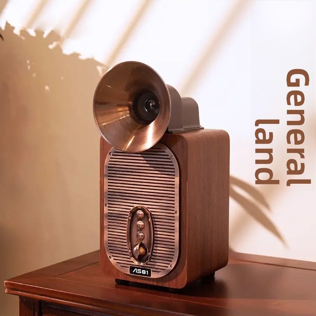 New AS81 Wireless for Speaker Retro Gramophone Radio Vintage ABS Plastic Design 30W Hands-Free Calling for Home Living