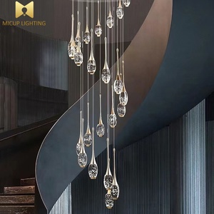 Lampadario girante di cristallo moderno della scala <span class=keywords><strong>per</strong></span> la casa con l'alta goccia di pioggia di lusso del soffitto ha condotto il lampadario <span class=keywords><strong>per</strong></span> l'entrata dell'hotel - Product Image 2