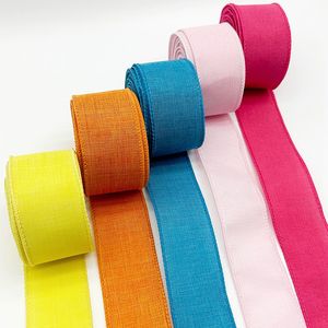 1.5 pouces 38mm 63mm rubans filaires lin naturel tissé ruban bricolage à la main bordure Production couronne vacances décoration ruban - Product Image 6