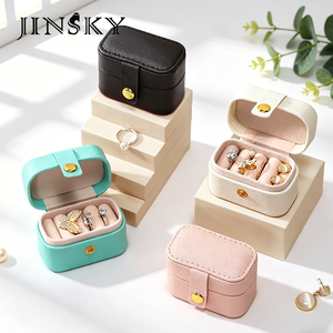 JINSKY Modern <b>Mini</b> Jewelry <b>Box</b> Portable Ring Earring <b>Storage</b> Travel Trinket Organizer Case Women Accessories Wholesale - Product Image 2