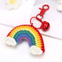Porte-clés arc-en-ciel coloré, porte-clés en crochet faits à la main, pendentifs jouets 3D, breloque de sac