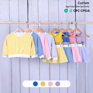 Conjunto de Ropa de Verano para Niñas Pequeñas, Top de Manga Larga, Camiseta sin Mangas y Falda para la Escuela, Viajes, Juegos y Uso Diario - Product Image 1