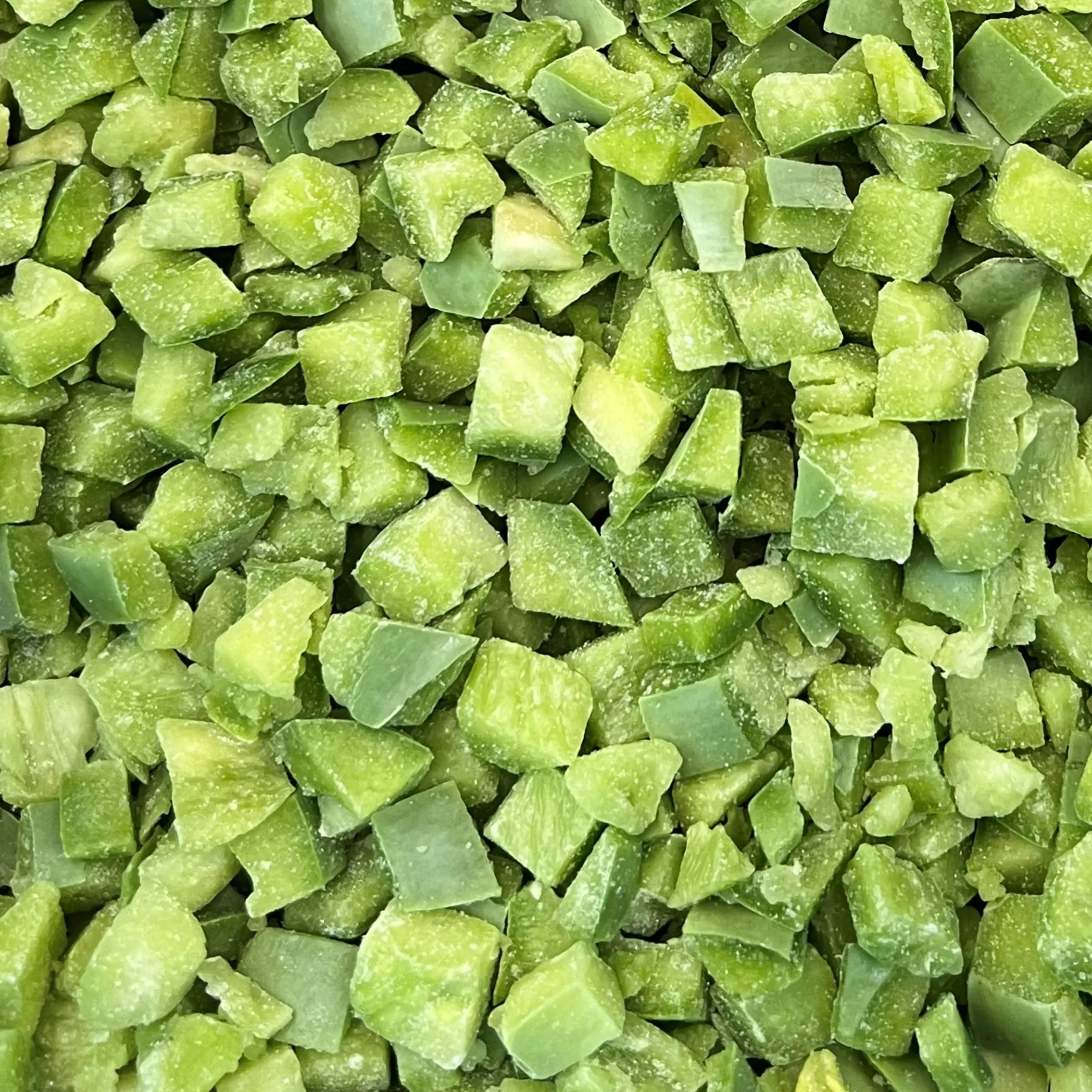 Pimienta verde IQF, pimiento de Capsicum a granel, vegetales congelados