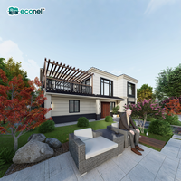 Maison en béton préfabriqué Econel sur mesure de 250 m², deux étages, 5 chambres, résistante au vent et aux tremblements de terre, directement de l'usine