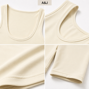 Conjunto de Top Corto con Cuello Redondo y Pantalones Cortos de Ciclismo para Mujer, Marca Privada, Fabricante OEM ODM, Logotipo Personalizado A&J, Yoga, OEKO-TEX, GRS - Product Image 2