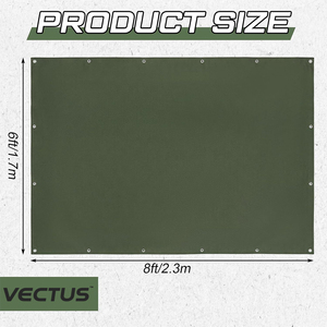 Bâche résistante à l'humidité, bords renforcés et antirouille, très résistante, 6x8 pieds, 12 oz (350 GSM), bâche en toile imperméable - Product Image 2
