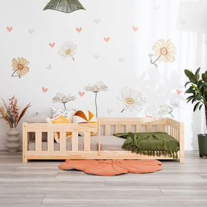 Hoogwaardig modern tweepersoons Montessori vloerbed met hoge leuningen, milieuvriendelijk, duurzaam, massief houten frame, op maat gemaakte kleuren, voor kinderen - Product Image 2