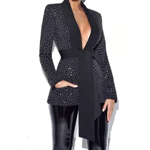 2020 Winter High Quality Black Long Sleeve Sexy Jacket Spot Suits Women Blazer