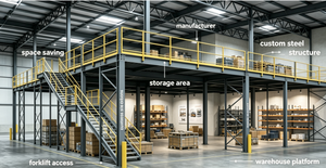 Sistema de Entrepiso Modular de Acero a Medida con Escalera y Barandilla para Almacén - Product Image 3