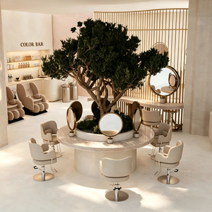 Diseño de Interiores Llave en Mano para Salón de Belleza Profesional, Mobiliario Personalizado, Divisiones Curvas, Estaciones de Estilismo con LED - Product Image 3
