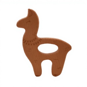 Jouet de dentition rond en bois de hêtre Coskiss pour bébés, couleur bois, vente en gros - Product Image 3