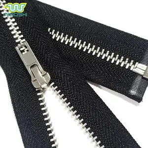 Metal Zipper 4# Custom Length Silver Plating Open-end Black Tape Factory Price Wholesale