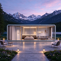 Maison Capsule de Luxe, Cabane Préfabriquée, Maison Modulaire, Mur Rideau en Verre Panoramique, Suite Meublée, Hôtel, Complexe Hôtelier, Supermarché, Appartement