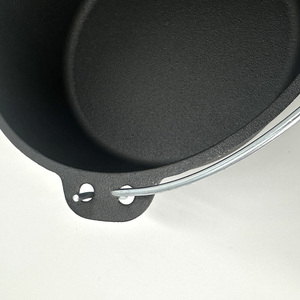 Marmite hollandaise en <span class=keywords><strong>fonte</strong></span> KT Wholesale 6 Qt, pré-culottée, noir mat, avec couvercle et pieds, pour camping en extérieur, cuisson au feu de camp, OEM ODM - Product Image 4