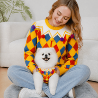 Set Sweater Rajut Kustom untuk Manusia dan Anjing, Pakaian Rajut Wanita, Pakaian Anjing Peliharaan, Pabrik ODM OEM Grosir
