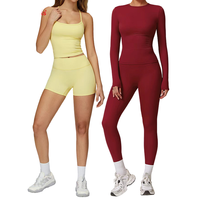 Conjunto de Yoga de Manga Larga para Mujer LUMIARA ARTISAN con Logotipo Personalizado |   Ropa Deportiva Vital de Cintura Alta |   Ropa Deportiva de Spandex ODM 400g