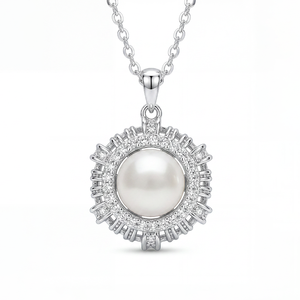 Collier en argent S925 avec perle de coquillage, pendentif en forme de goutte d'eau pavé de CZ, bijou élégant, cadeau pour femme - Product Image 1