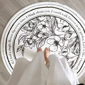 Tapis rond Sketch Garden à motif floral, antidérapant, en polyester épais, pour entrée de maison, chambre, salle de bain - Product Image 4