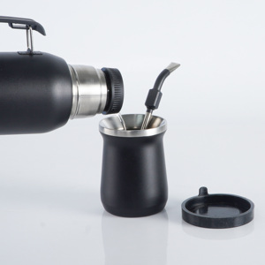 <span class=keywords><strong>Gourde</strong></span> à maté en acier inoxydable 304 à double paroi de 8 oz avec couvercle en silicone anti-fuite et paille <span class=keywords><strong>filtrante</strong></span>, écologique - Product Image 1