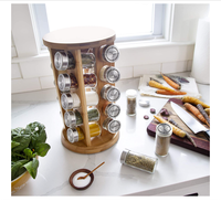 Étagère de rangement murale multifonctionnelle en bambou pour cuisine, prix d'usine, pour pots à épices, organisateur rotatif pour comptoir et garde-manger