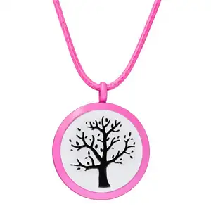 Medallón difusor de tornillo giratorio pintado rosa de silicona redonda de 30mm para collar