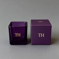 Vente chaude de pots de bougies parfumées de luxe, 8 oz, 10 oz, 12 oz, pots de bougies carrés uniques en noir avec boîte