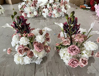 Boule de fleurs artificielle blanche et rose en gros PPS pour centre de table de mariage et décoration d'événements
