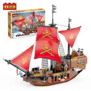Blocs de construction en plastique pour enfants, pièces, bateau Pirate
