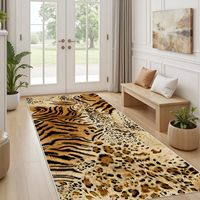 Leopard Tiger Runner Rug 4x12 Animal Print Washable Carpet Non Slip Low Pile Rustic Farmhouse Country Long Rugs for Bedside